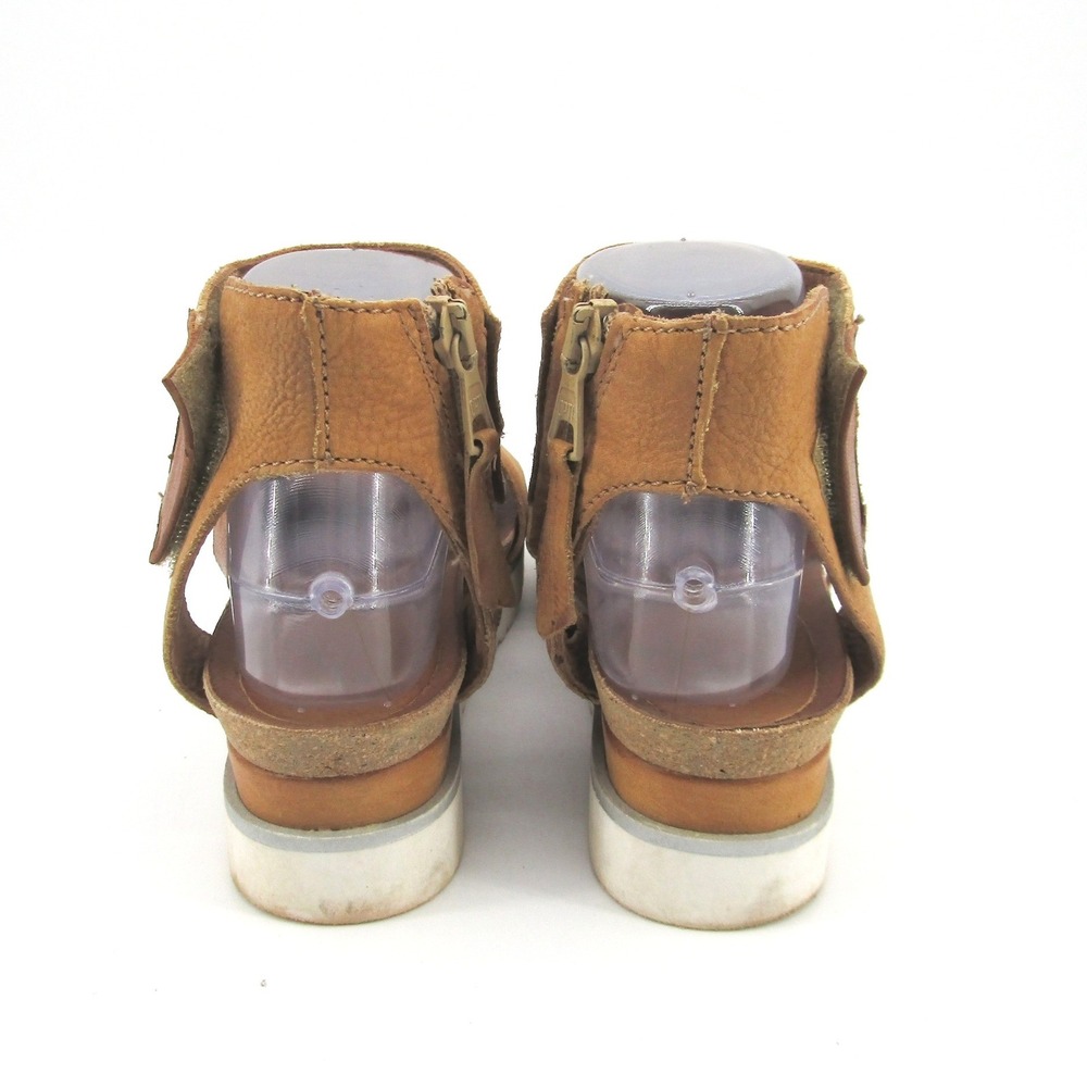Miz Mooz Women Tan Leather Platform Wedge Sandals Back Zip Size 37 Portugal - Picture 3 of 10